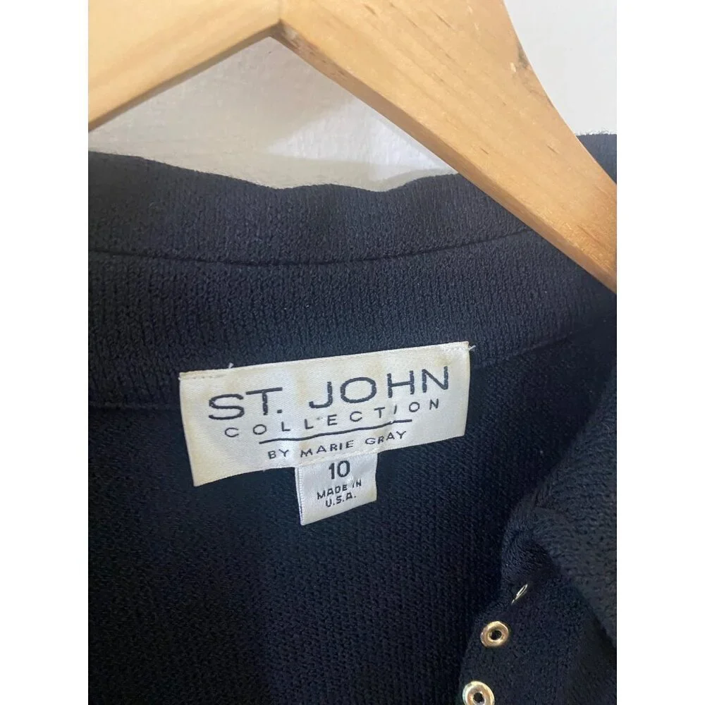 Vintage St John Women's Black Long Sleeve Thick Lace Up Dress - 10 - Picture 2 of 14